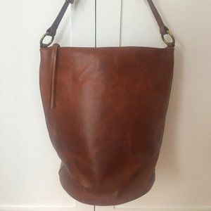 Madewell Brown Leather Lisbon O-Ring Bucket Bag